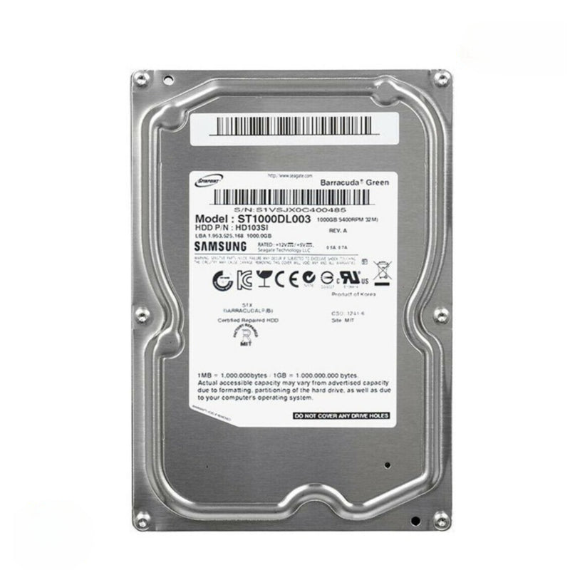 Samsung 1TB 3.5" SpinPoint Internal Hard Drive 5400rpm SATA 3Gbps 32MB, HD103SI (Condition Refurbished)