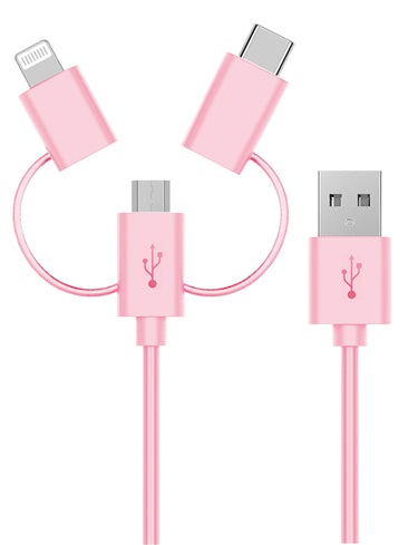 Cirago 3-in-1 Sync and Charge Cable - USB-C, Micro USB Connectors