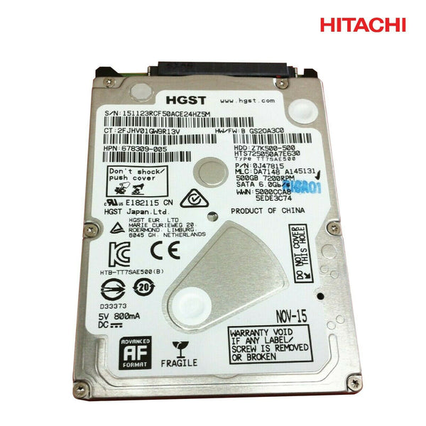 dårligt hundrede Rådne Hitachi 2.5" Laptop Internal Hard Drive 500GB 7200rpm 32MB SATA,  HTS725050A7E630 (Condition Refurbished) | MPD Mobile Parts & Devices -  Motorola Authorized Distributor