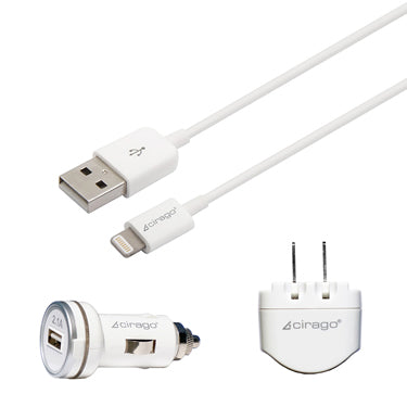 Cirago USB Charger Kit (Lightning - 2.1A) White