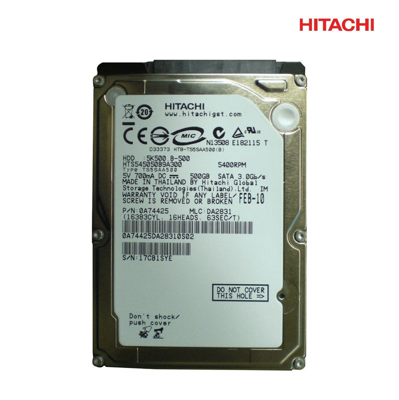 Hitachi Travelstar 2.5" HDD 500GB 5400rpm 8MB SATA 3Gb/s 0A70345 HTS545050B9A300 (Condition Used) - MPD Mobile Parts & Devices - Motorola Authorized Distributor