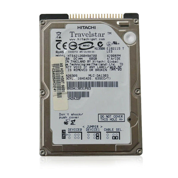 Hitachi 2.5" 60GB 4200rpm 2MB IDE Internal Hard Drive 0A26306 HTS421260H9AT00 - MPD Mobile Parts & Devices - Motorola Authorized Distributor