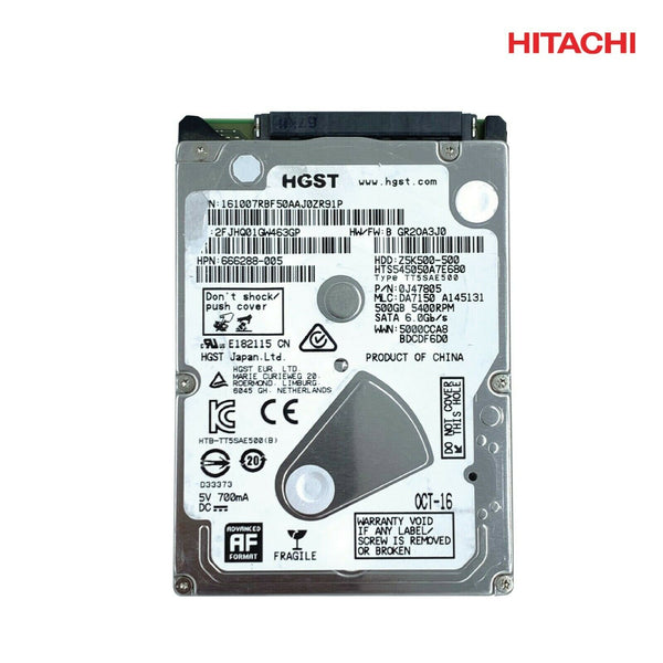 Hitachi 2.5" Internal Hard Drive 500GB 5400rpm 8MB SATA 0J47805 HTS545050A7E680 - MPD Mobile Parts & Devices - Motorola Authorized Distributor